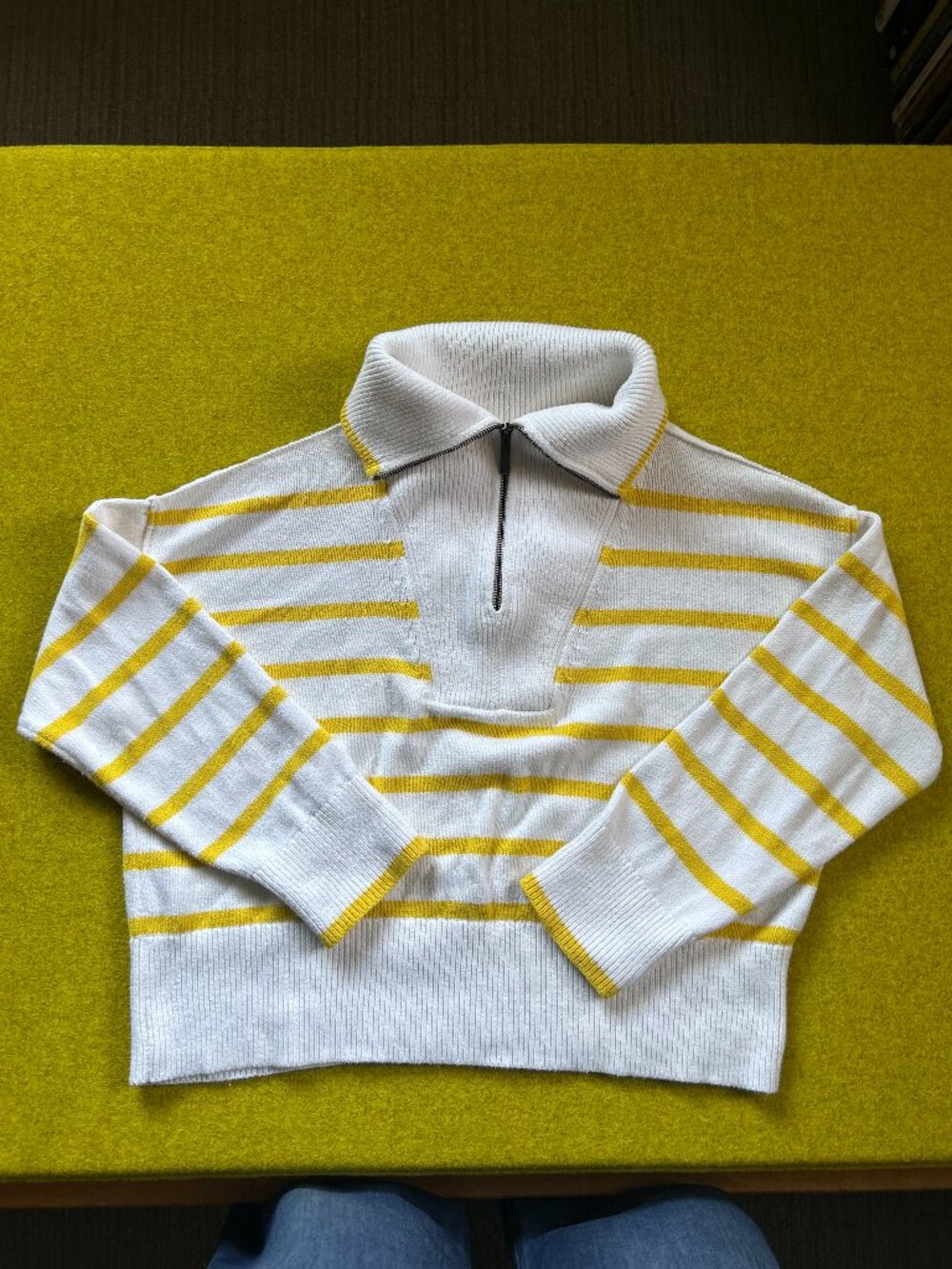 Banana Republic Yellow and White Strip Sweater 100% Cotton size L